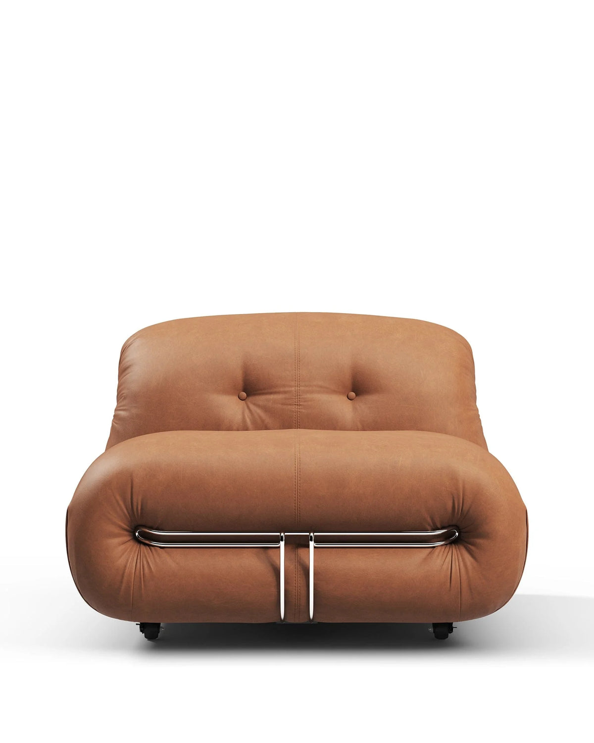 Soria 69™ lounge chair | sculptural upholstery - chestnut vegan leather - chairs soriana-inspired by scarpa | madorne