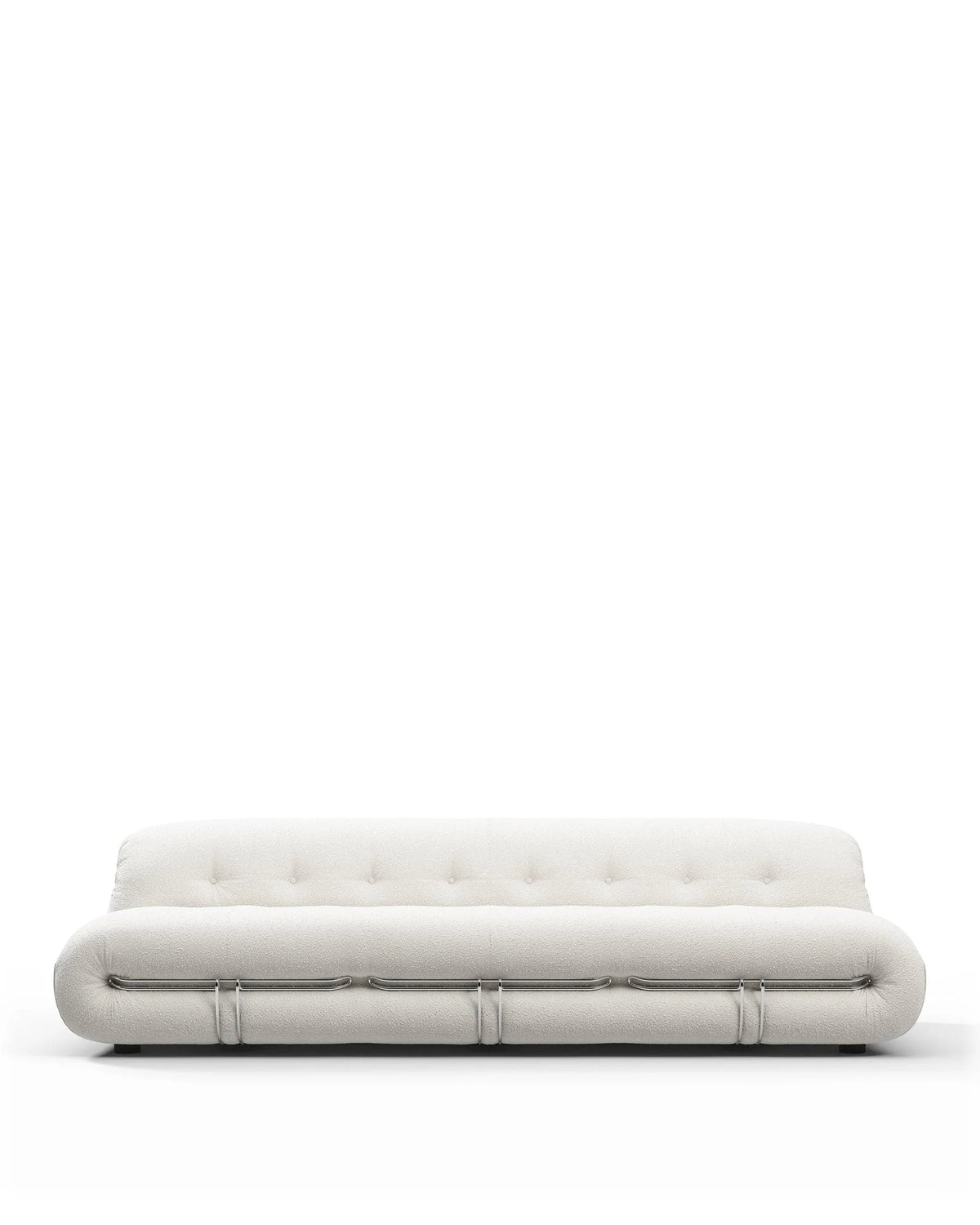 Soria 69™ three-seater sofa | external steel frame - white boucle - 3 seaters 69 | madorne