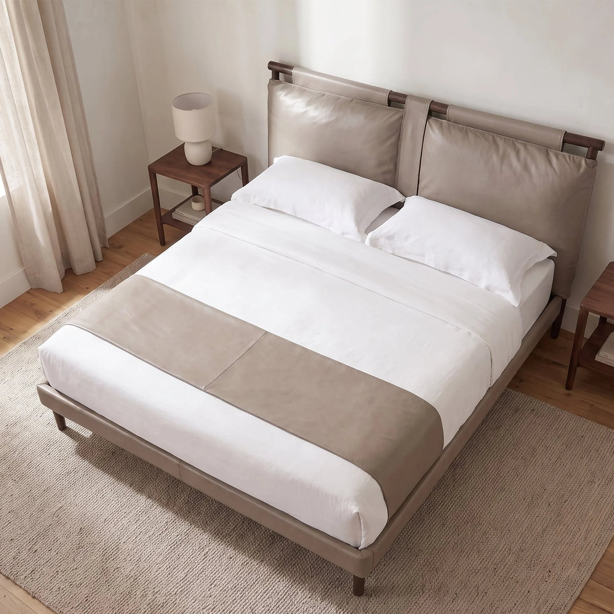 Tempo 18 Leather and Wood Bed Frame – detail view 3