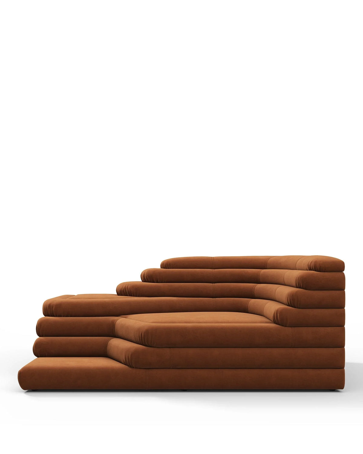 Terrace 73™ right-arm sofa | tiered upholstery - burnt orange vegan suede - sectionals 73 | sectional module | madorne