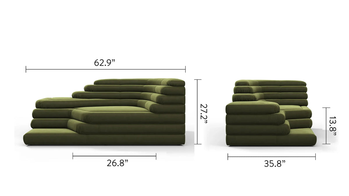 Terrace 73™ right-arm sofa | tiered upholstery - sectionals 73 | sectional module | madorne