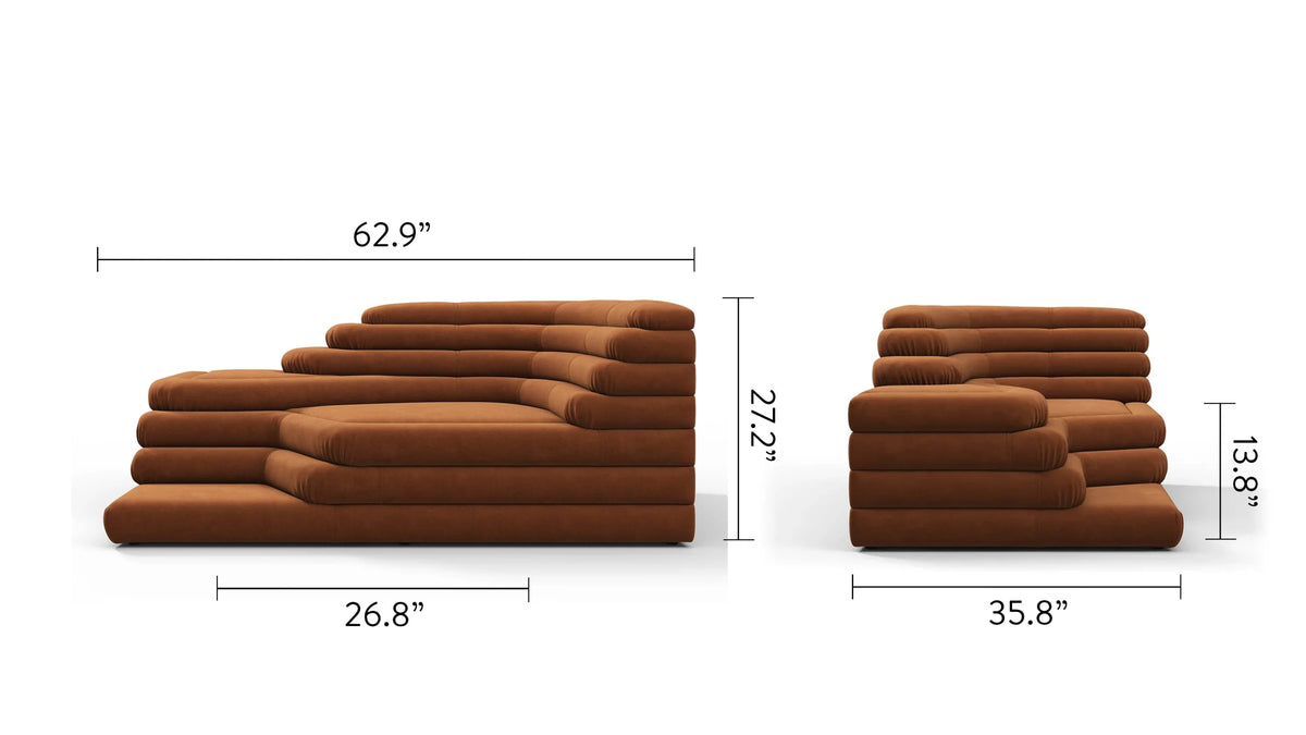 Terrace 73™ right-arm sofa | tiered upholstery - sectionals 73 | sectional module | madorne