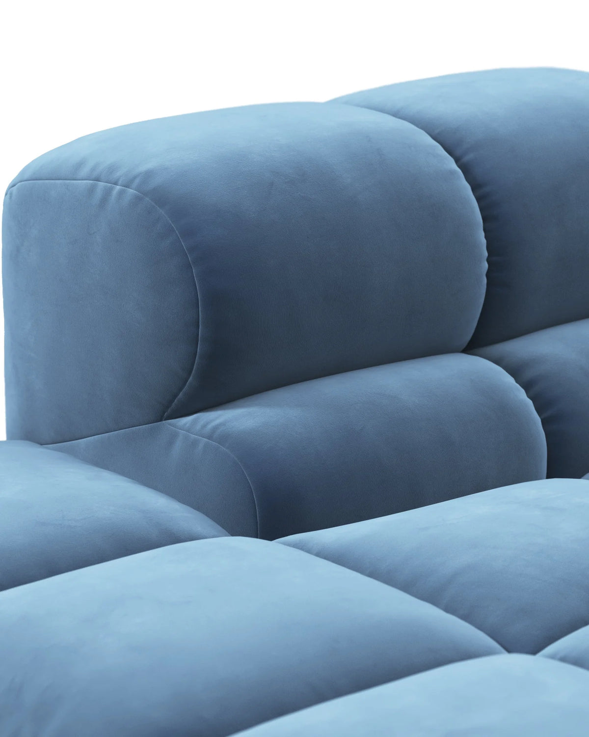 Tuft 05™ left chaise module | channel tufting - aegean blue velvet / modules 05 | modular sofa element | madorne