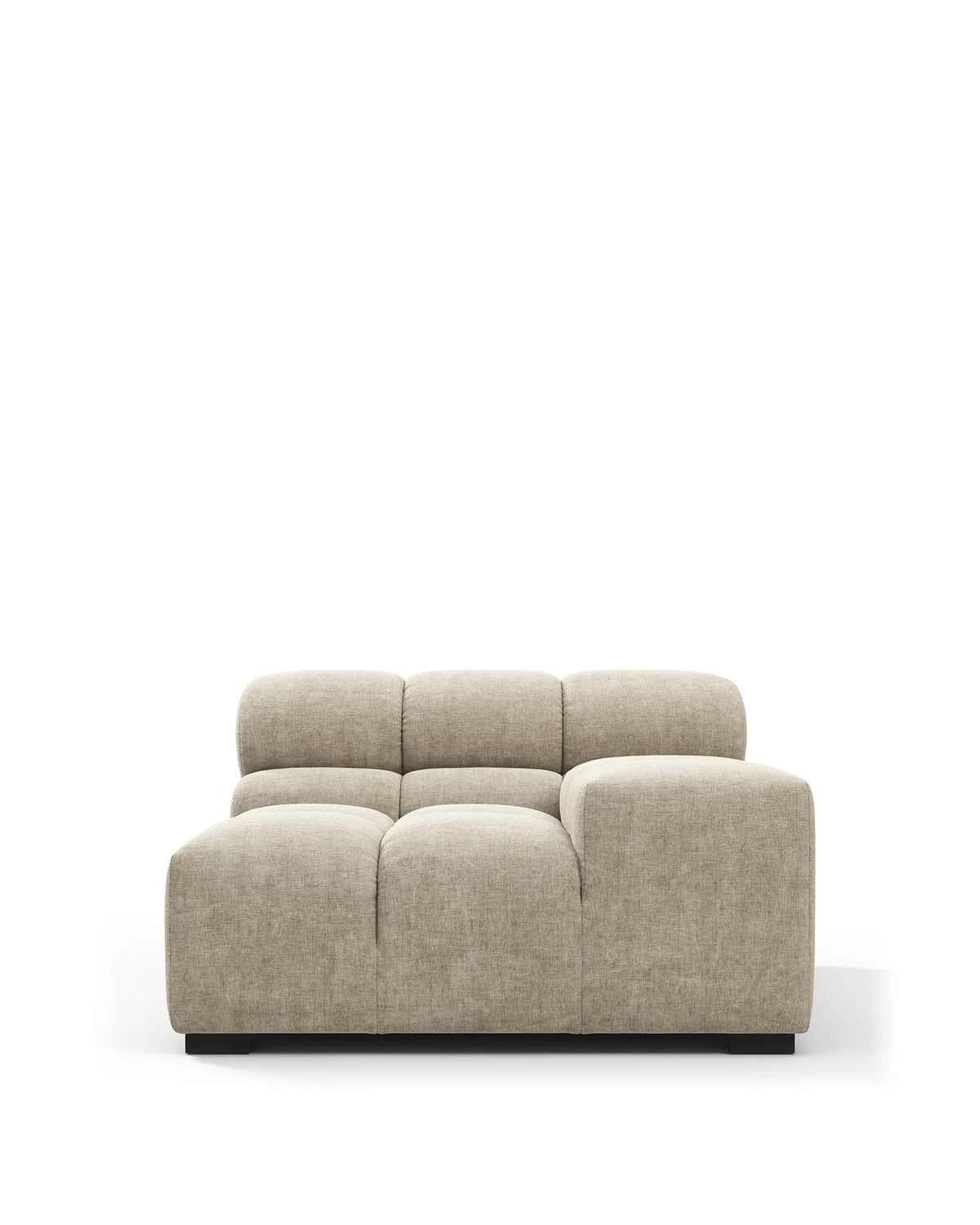 Tuft 05™ right-arm module | channel tufting - beige gray chenille - modules 05 | modular sofa element | madorne