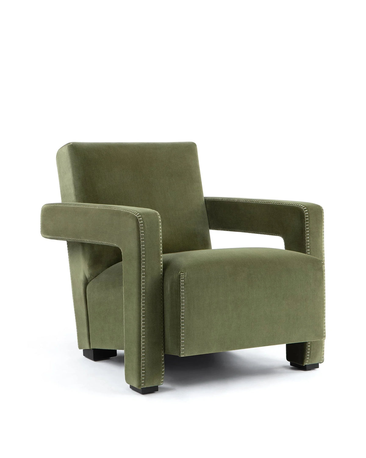 Utra 35™ lounge chair | geometric arms - olive green velvet - chairs 35 | madorne