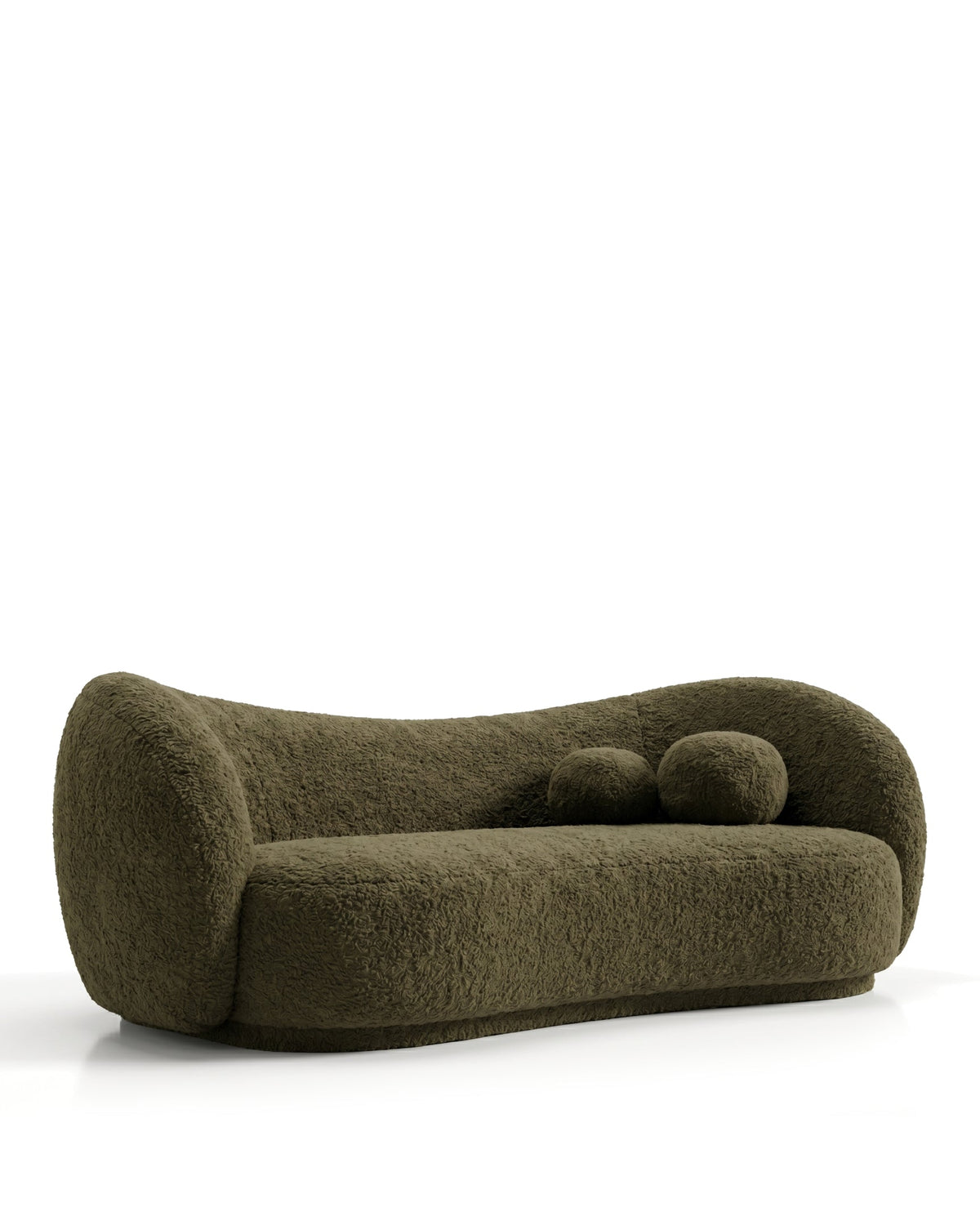 Verdant curve™ three-seater sofa | olive bouclé - 3 seaters curve | madorne