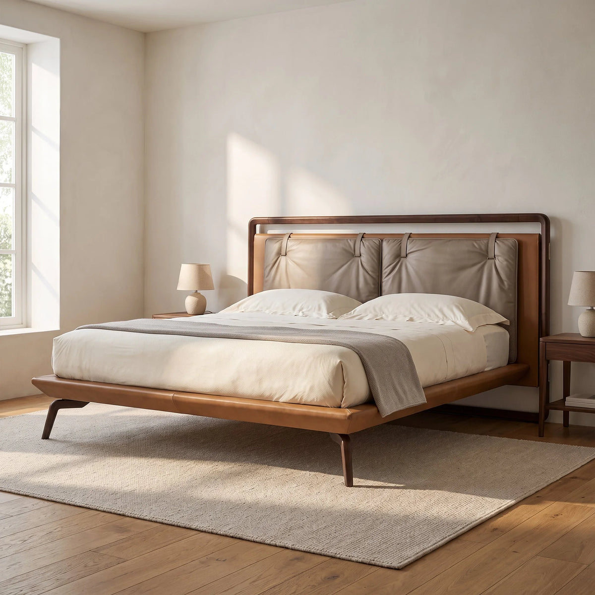 Volo 21 Leather and Wood Bed Frame – detail view 2